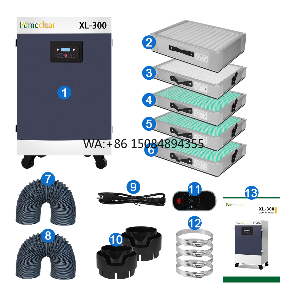 Air Purifier Hepa - H13 330W 5-stage Filters Extractor and
